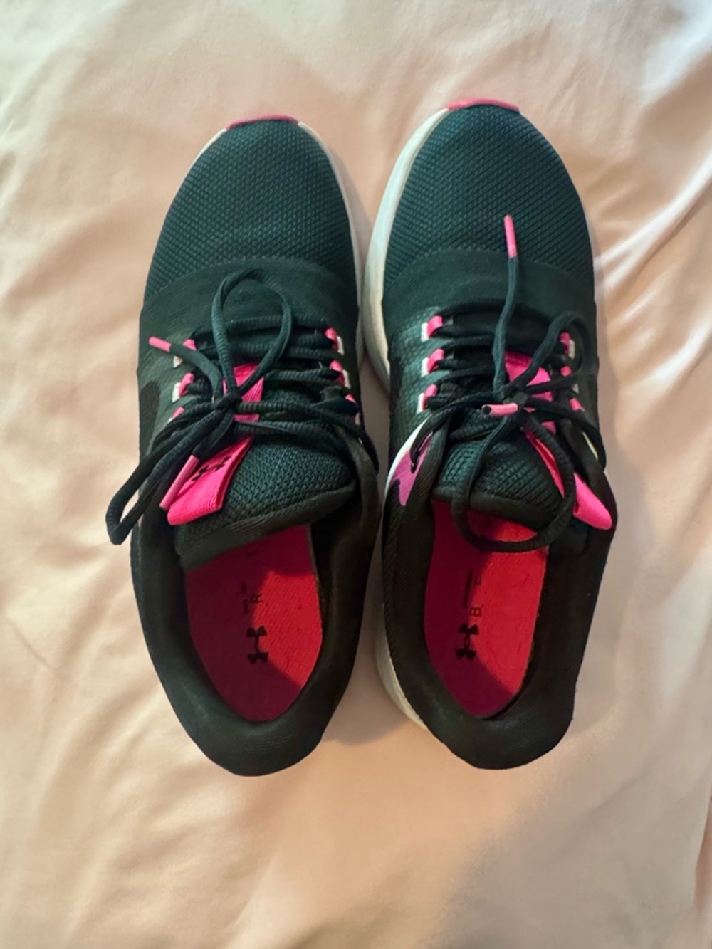 Under Armour Women's Black with Pink Accent Athletic Sneakers